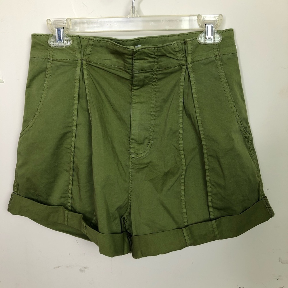 JOIE Xandria olive green paper bag high waist shorts - Picture 5 of 12